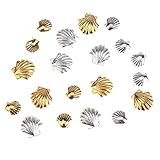 Fantastic Sparkly High Quality Professional Nail Art 3D Decorations / Accessories Set Kit With 20pcs Gold And Silver Colored 3mm And 5mm Sea Shells Forms / Designs Studs By VAGA