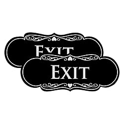 Designer EXIT Sign - Black/Silver - Large