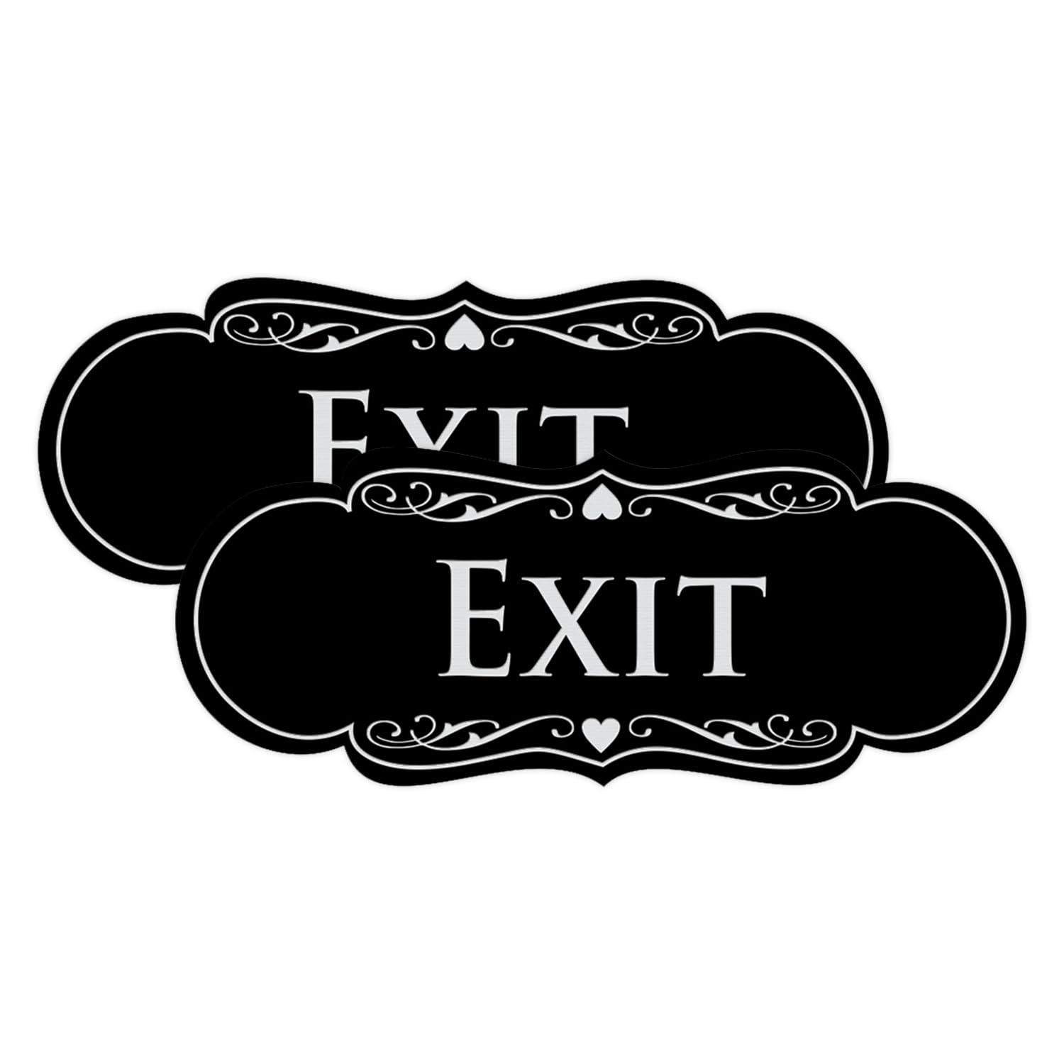 Designer EXIT Sign - Black/Silver - Large
