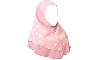 JOIZPAPA Girls Muslim Hijab Double Layer Head Scarf Kids Islamic Arab Scarf Shawls Head Wrap