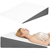 VADSBO Wedge Pillow, Bed Wedge Pillows for Sleeping, Snoring, Back Support, After Surgery, Foam Triangle Pillow, Removable Washable Cover (Whtie Grey 7.5, 24x24x7.5in)