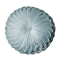 Yugust Pleated Round Throw Pillow,Solid Color Velvet Chair Couch Cushions Pumpkin Throw Pillow Home Decorative Floor Pillow,16 Inches Dia,Light Green
