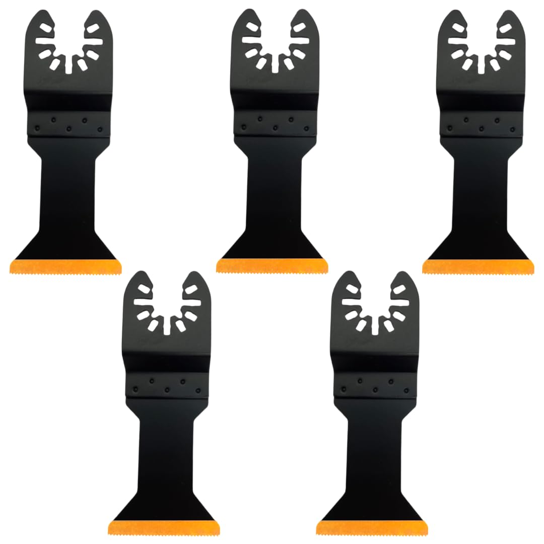 Pack Of 5-44mm Bi-Metal Titanium Coated Multi Tool Blades for Wood & Metal Cutter Saw Set Compatible with Dremel Fein Multimaster Makita Etc Oscillating