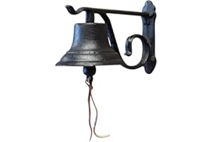 NACH Rustic Cast Iron Doorbell, Small Door Bells for Homes, Dinner Bell, Small Bell, Kitchen Door Bell, Antique Black Doorbell, 8.5x5x6.5 Inches, JS-90-091