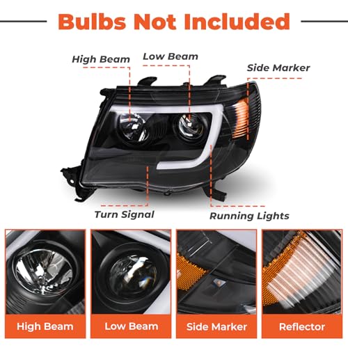 labwork Faros de tubo LED de repuesto para faros delanteros Toyota Tacoma 2005-2011 (lado del pasajero y del conductor)