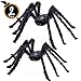 Figoal 2 Pack Giant Halloween Spider Halloween Decorations Virtual Realistic Hairy Spider Halloween Outdoor Decoration （4FT + 5FT）