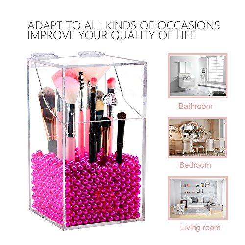 Clear Cosmetic Brush Organizer,Acrylic Brush Holder with Lid,Dustproof