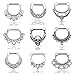 D&M Jewelry 12pcs-24pcs Stainless Steel U-Shape Horseshoe Nose Rings 16g Septum Piercing Ring (9PCS: Gauge:14g(1.6mm))