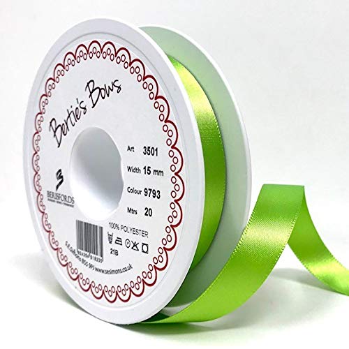 Berisfords Ribbon, Polyester, Green, 20m x 15mm