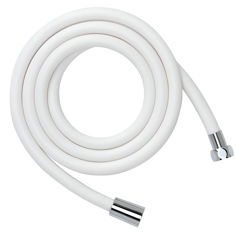 Schläfer 805490 | Shower Hose 150 cm White, Universal Silicone, Flexible Shower Hose Standard Connection 1/2 Brass Connections, Flexible for Hand Shower and Hand Shower Antilegionella Lux