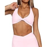 Lacozy Womens Sport Bras Criss Cross Back Strappy Twist Wireless Crop Top with Removable Padded Workout Yoga