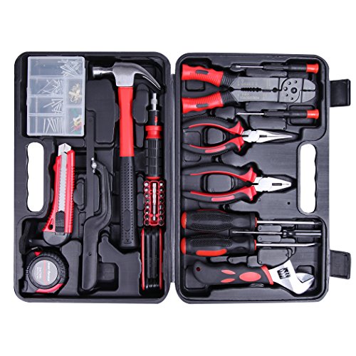 Cartman 160 Piece General Household Hand Tool Set Kit with Plastic