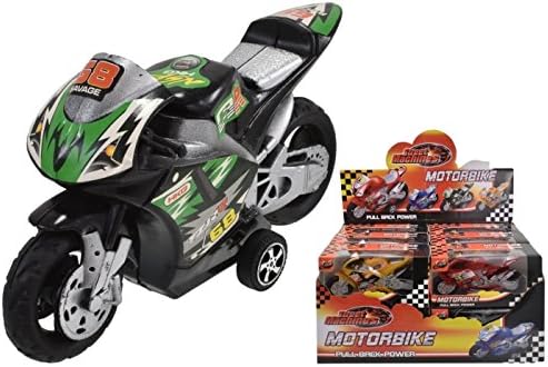 Pull Back Motorbike Toy Motorcycle Street Machine Friction Power Kids Gift New, Green, Small