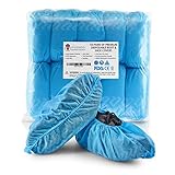 HouseHold Impressions 120 Pack Extra Thick Large Disposable Blue Shoe & Boot Covers for Indoor/Outdoor & Traveling | 60 Pairs of Non-Slip Booties for Home, Medical, & Workplace | One Size Fits Most