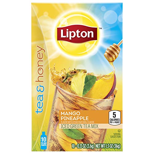 Lipton Tea & Honey Iced Green Tea Mix To Go Packets, Variety Pack 10