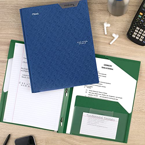 Five Star 2Pocket Folder, Plastic Folder with StayPut Tabs and Prong Fasteners, Fits 3Ring