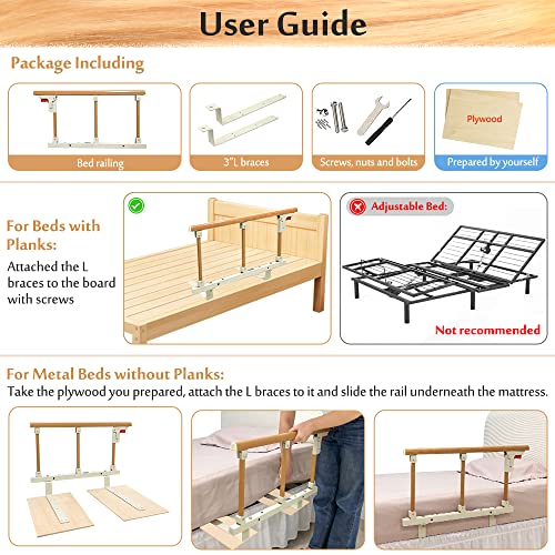 Bed Rails for Elderly Adults Safety Side Assist Rail Slides Under