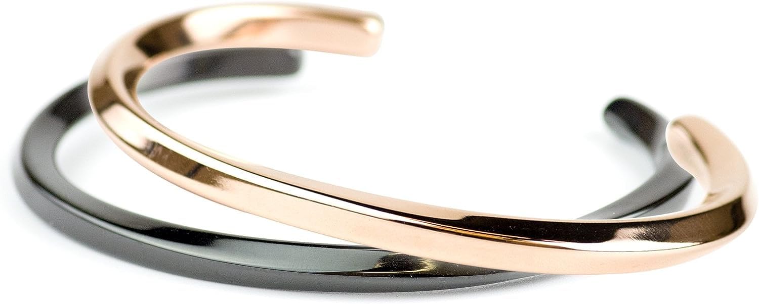 Verita. Pair Bangle, Titanium, Hypoallergenic, Pair Bracelet, Black & Gold, Matching Couples, Popular, Rust Resistant, Stylish, Brand, Birthday, Gift, Men's, Women's, 2-Piece Set, Includes Exclusive
