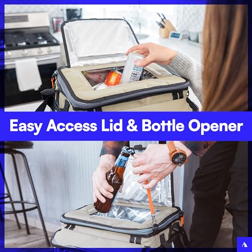 Titan Deep Freeze 60 (50+10) Can Wheeled Cooler - Collapsible Rolling Cooler with Wheels and All-Terrain Cart