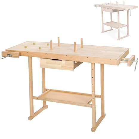 TecTake Werkbank Schraubstock Holzbearbeitung erhältlich in verschiedenen Größen – (137 x 50 x 87 cm (no. 401451))
