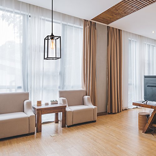 HMVPL Plug in Pendant Lighting Fixtures with Long Hanging Cord and Dimmer Switch, Vintage Metal Hanging Chandelier Swag Ceiling Lamp with Glass Shade for Kitchen Island Dining Table Bed-Room Foyer