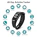 Fitness Tracker Watch IP67 Waterproof Bluetooth Wireless Smart Bracelet with Continuous Heart Rate Monitor Step Calorie Sleep Counter Sports Smart Band for Android and IOS Phones (Black）DAWO