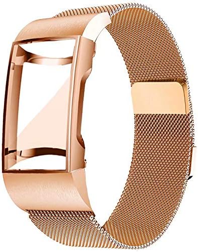 UHKZ Compatible for Fitbit Charge 3/Charge 3 SE Bands with Screen Protector Case, Stainless Steel Mesh Metal Wristband Loop Accessories for Fitbit Charge 3/Charge 3 SE Smartwatch