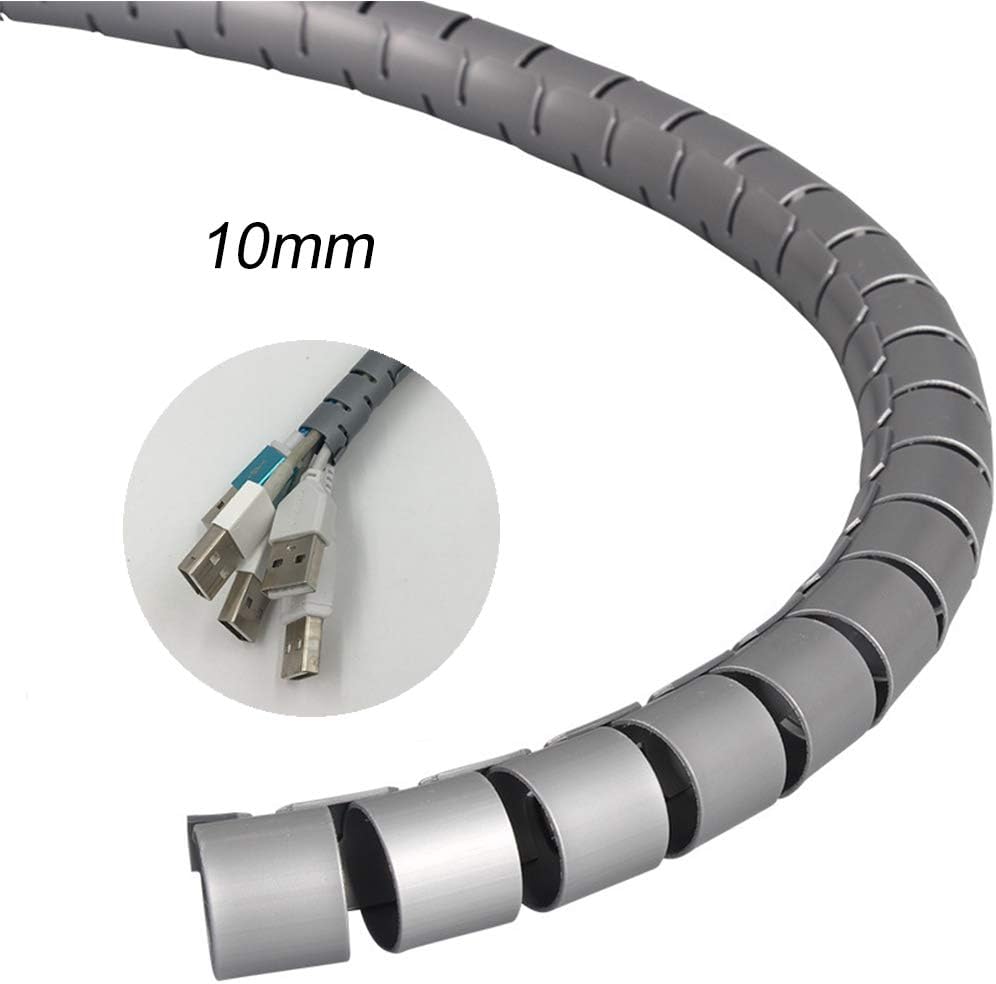 5M Spiral Wrap Cable Tube Cutable Flexible Cable Tidy Tube Cord Protector Cable Organizer for TV PC Wire Manage and Organize (10mm - Image 3