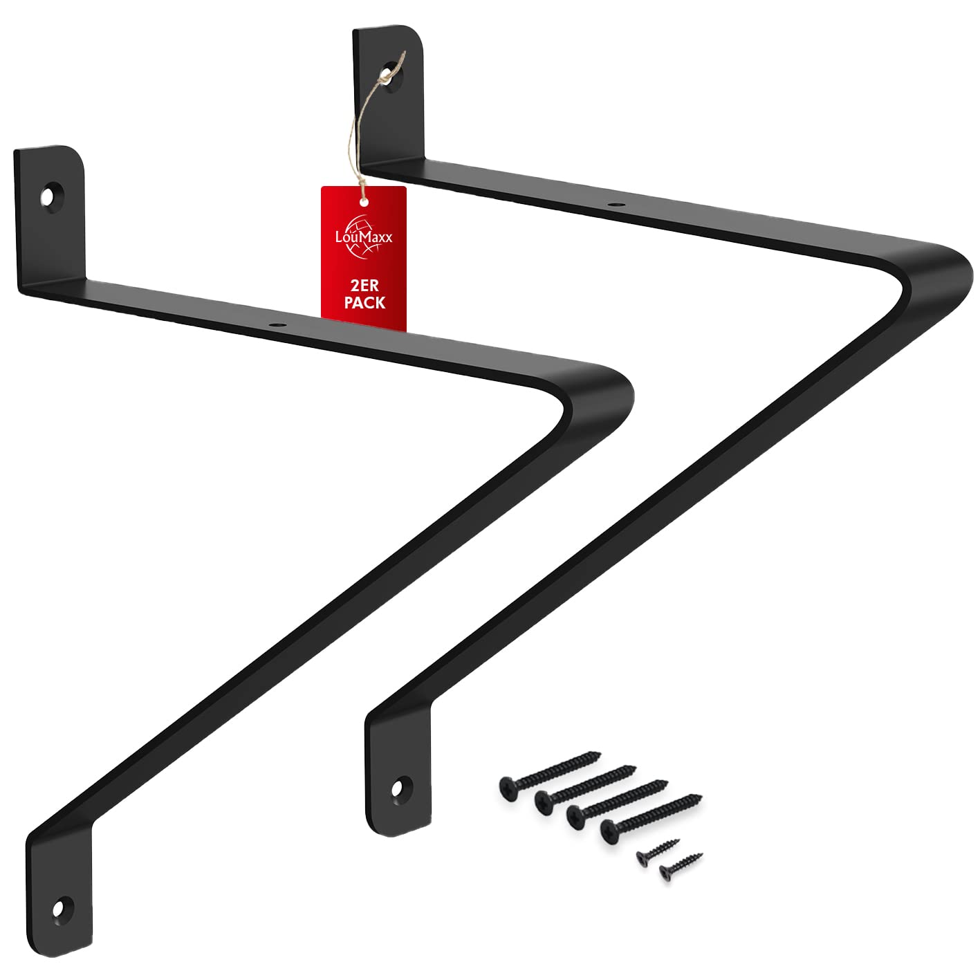 LouMaxx Gala Set of 2 Shelf Brackets, Design Shelf Brackets in Black, Shelf Brackets, Modern Wall Shelf Brackets, 25 x 22 cm