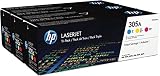HP 305A (CF370AM) Cyan, Magenta & Yellow Original LaserJet Toner Cartridges, 3 pack