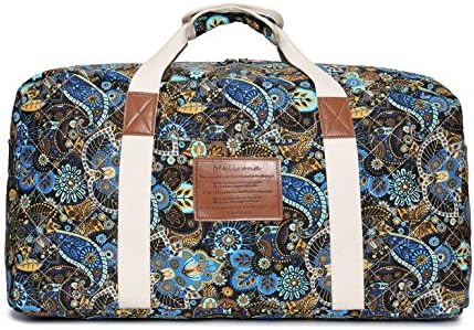 Malirona Canvas Weekender Bag Travel Duffel Bag for Weekend Overnight Trip (Black Flower) 2 Malirona Canvas Weekender Bag Travel Duffel Bag for Weekend Overnight Trip (Black Flower)