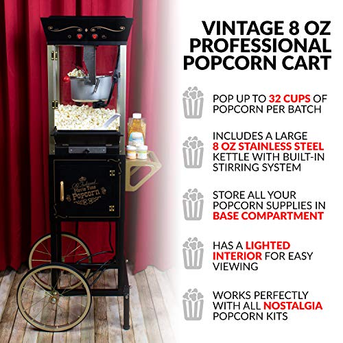 Nostalgia CCP510BK Vintage Professional Popcorn Cart-New 8-Ounce Kettle-53 Inches Tall-Black - //medicalbooks.filipinodoctors.org