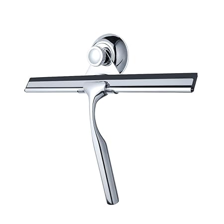 Shower Squeegee, Window Squeegee, Stainless Cleaning Wiper with Strong Storage Hook + 1 Replacement Silicon Blade, for Window, Wall, Glass, Mirror, Bathroom and Home Cleaning