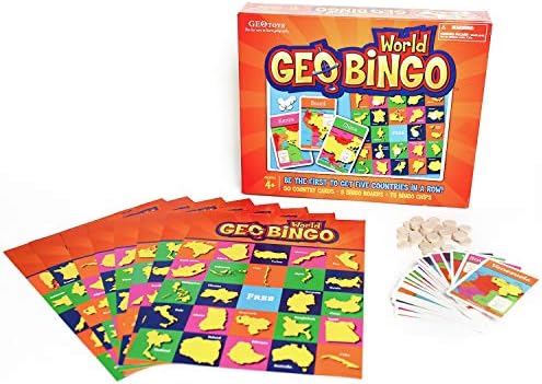 Geotoys - Geobingo World - Board Games For Kids - Geography Bingo Game Learning Resources And Educational Toys - Kid Toys For Ages 4 And Up
