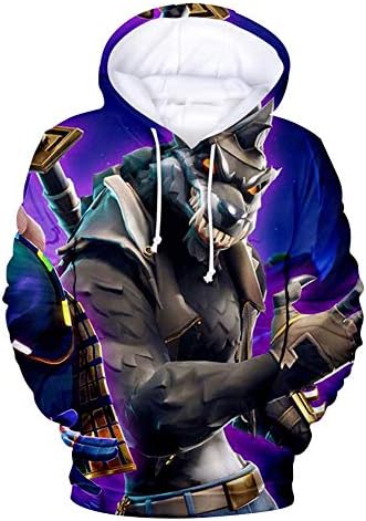 3D Digital Printed Long Sleeve Hoodie with Big Pockets Plus Drawstring Pullover for Boys and Girls