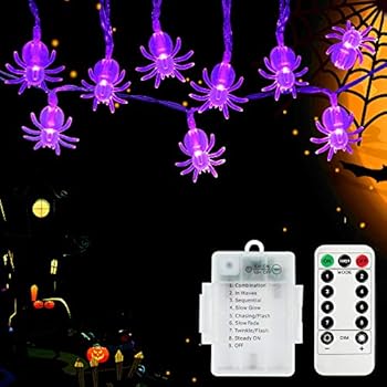 SYIHLON Halloween Spider Lights 8 Modes,10.8ft 30LEDs Spider Lights with Remote Control,IP65 Waterproof Battery Operated Fairy String Lights for Christmas Bar Outdoor Indoor Halloween Decor