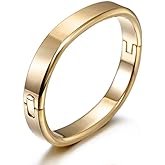 CIUNOFOR 14K Gold Cuff Bracelet Bangle For Men, 7.5" Inner Circ. Polished Finish Cuff, Gold Plated Stainless Steel Metal Bangle Bracelet with Buckle, Fits 6.7”–7.4” Wrists
