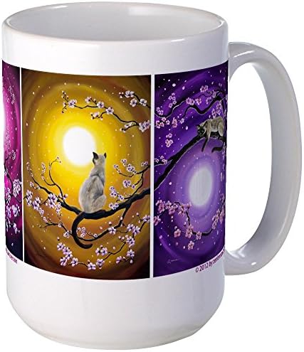 CafePress - Zen Cats In Cherry Blossoms - Coffee Mug, Large 15 oz. White Coffee Cup