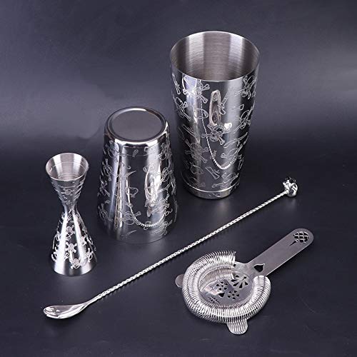 JJZXD Cocktail-Shaker-Bar-Set: gewichtete Shakers, Cocktailsieb, Schädel-Jeigger, Löffel – Bild 3