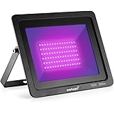 Everbeam 365nm 100W UV LED Black Light - High Performance LED Bulbs, IP66 Waterproof - Ultraviolet Flood Lighting for Aquarium, Indoor or Outdoor Parties, Stage - Party Supplies, Halloween Decorations