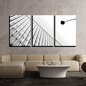 3 Piece Canvas Wall Art - New York City - Nov 12: Downtown Skyscrapers in a Foggy Day - Modern Home Art Stretched and Framed Ready to Hang - 16"x24"x3 Panels