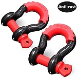 LIBERRWAY Shackles 3/4" (2 Pack) D Ring Shackle Rugged Off Road Shackles 28.5 Ton (57,000 lbs) Maximum Break Strength with 7/8'' Pin Heavy Duty D Ring for Jeep Vehicle Recovery, Black