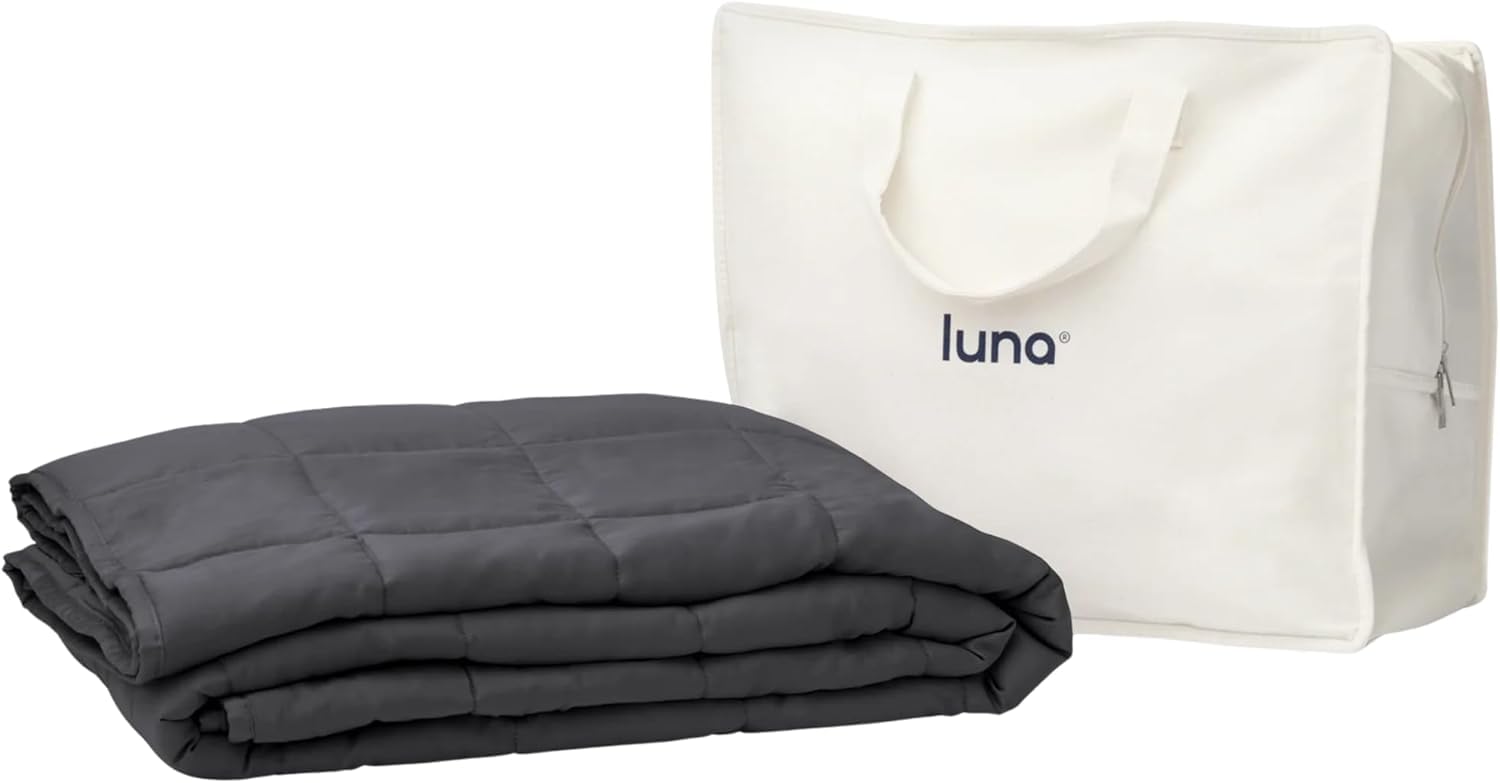 Photo 1 of Luna Cooling Weighted Blankets for Adults - 100% Lyocell Rayon Soft Blanket Back to School Dorm Room Essentials - Travel Relaxation Gifts [15lbs - Queen - 60" x 80"] [Dark Grey] - Imported