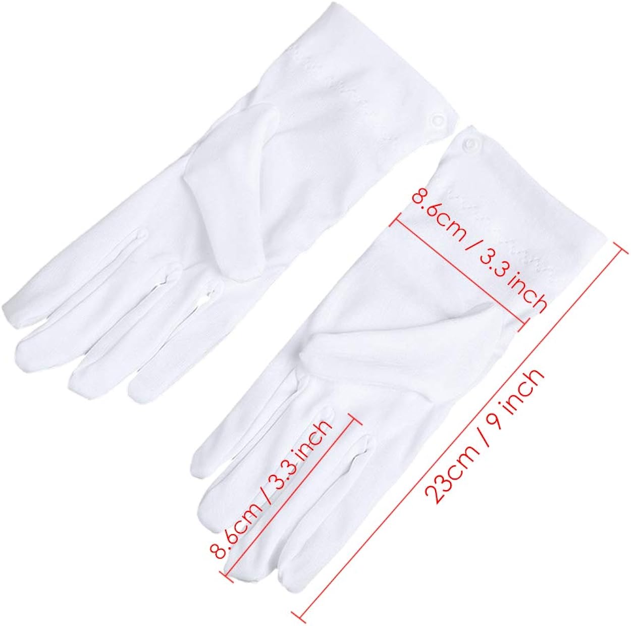 SC Special Cotton Gloves with Snap Closure - Parade Gloves for Police Jewelry Inspection, Formal Tuxedo - White - Image 4