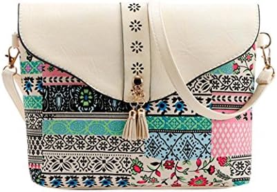 Women Bags❤️❤️Ladies Girls Flower Print Imitation leather Shoulder Bag Sweet Pattern Crossbody Bag Satchel Handbag Retro Messenger Bags Bohemian Ethnic Style