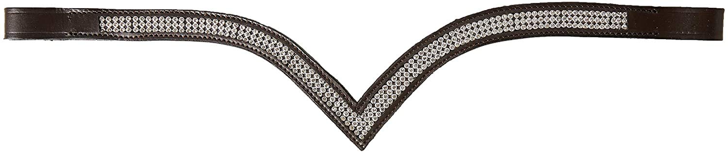Cwell Equine V Shaped 3 Rows silver Crystal Browband (BROWN) XL 17"