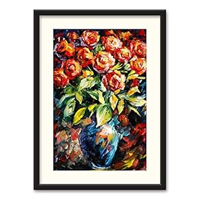 Black Framed Oil Painting Flower Home Artwork for...