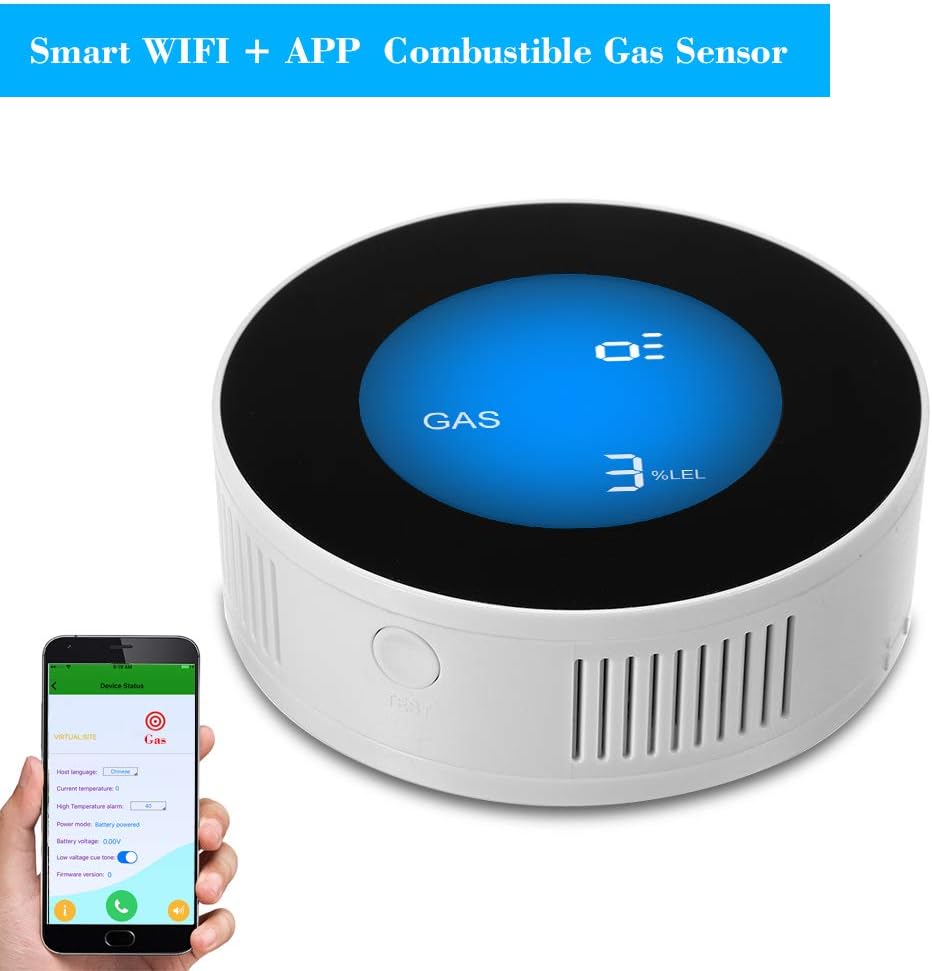 ZHANGXJ Smoke Detector,Security Wifi Wireless Gas Detector Alarm Sensor Gas Leakage Sensor Natural Gas Leak Detector with APP Control