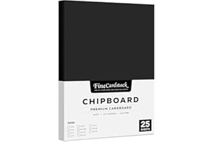 25 Sheets Black Chipboard | Medium Weight Chipboard Sheets | 30 pt (624 gsm) | 8.5 x 11 Inches