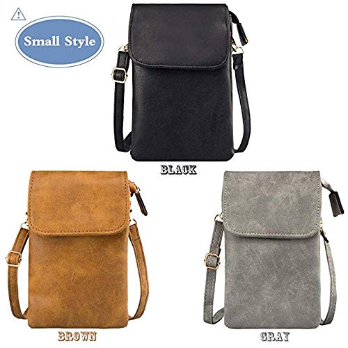 WaitingU Universal Crossbody Cell Phone Purse Multipurpose Soft PU Leather Wallet Moblie Phone Pouch Shoulder Bag Carrying Cases for Smartphone Under 6.2''or Daily Use from (M - Black)